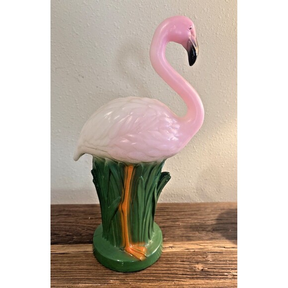 Vintage Pink Flamingo Bird Plastic Blow Mold 15 Inches Light TV Lamp - Picture 6 of 16